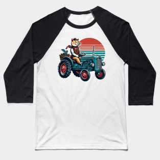 Funny Cat Driving A Tractor Baseball T-Shirt